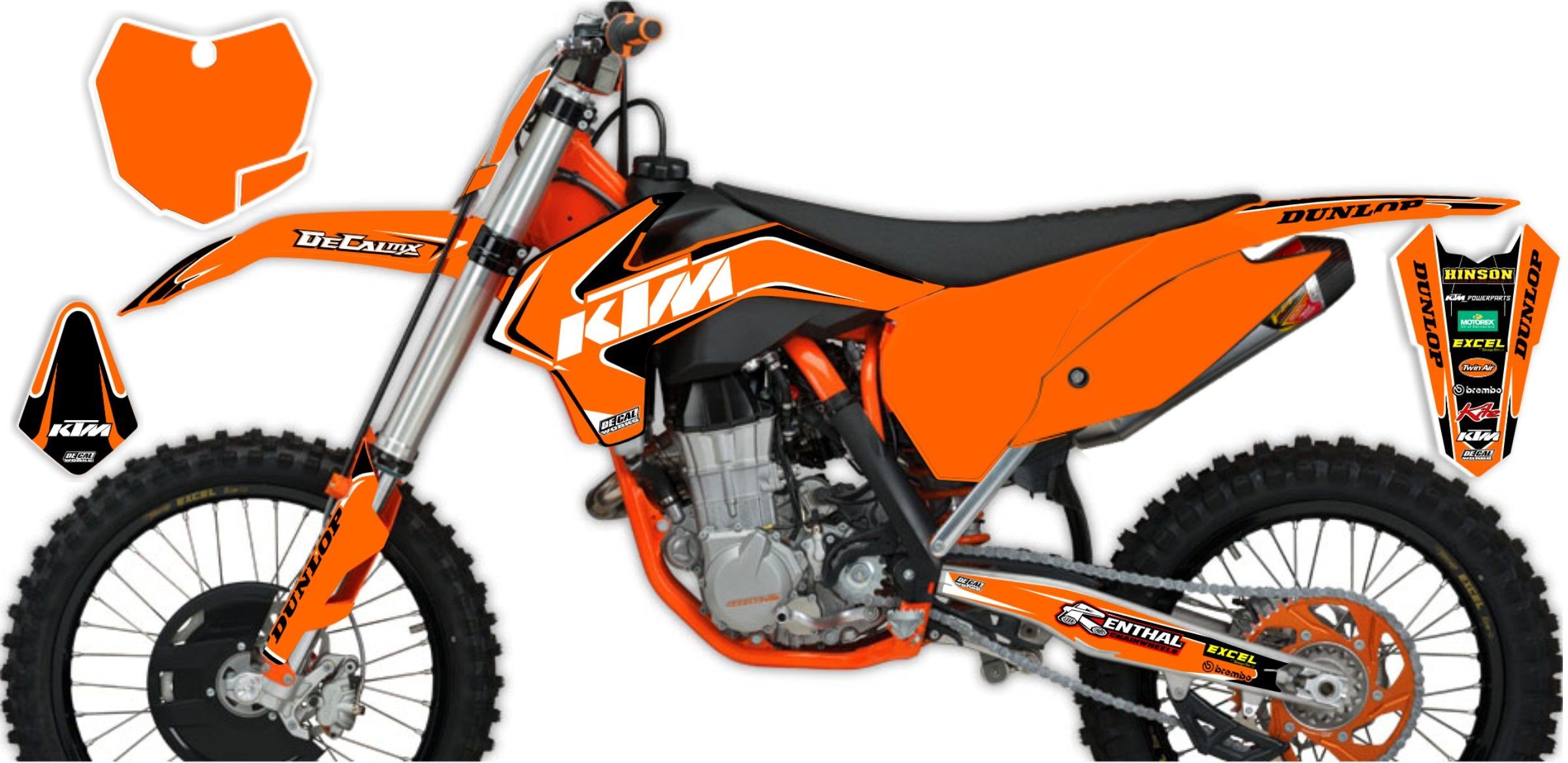 Ktm Sxf Orange Black T Number Plate Graphics Kit With Airbox