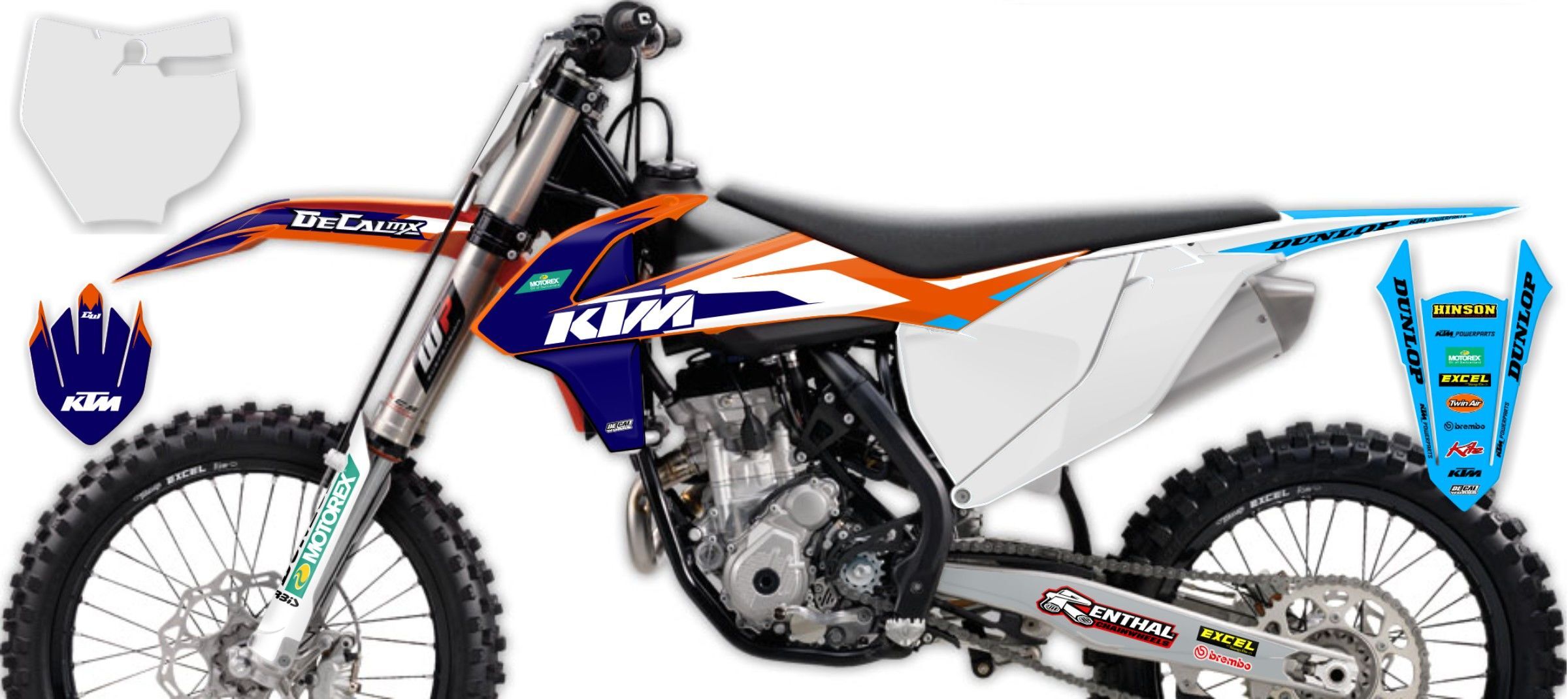 Ktm Sxf Orange Navy Factory Number Plate Graphics Kit With Airbox