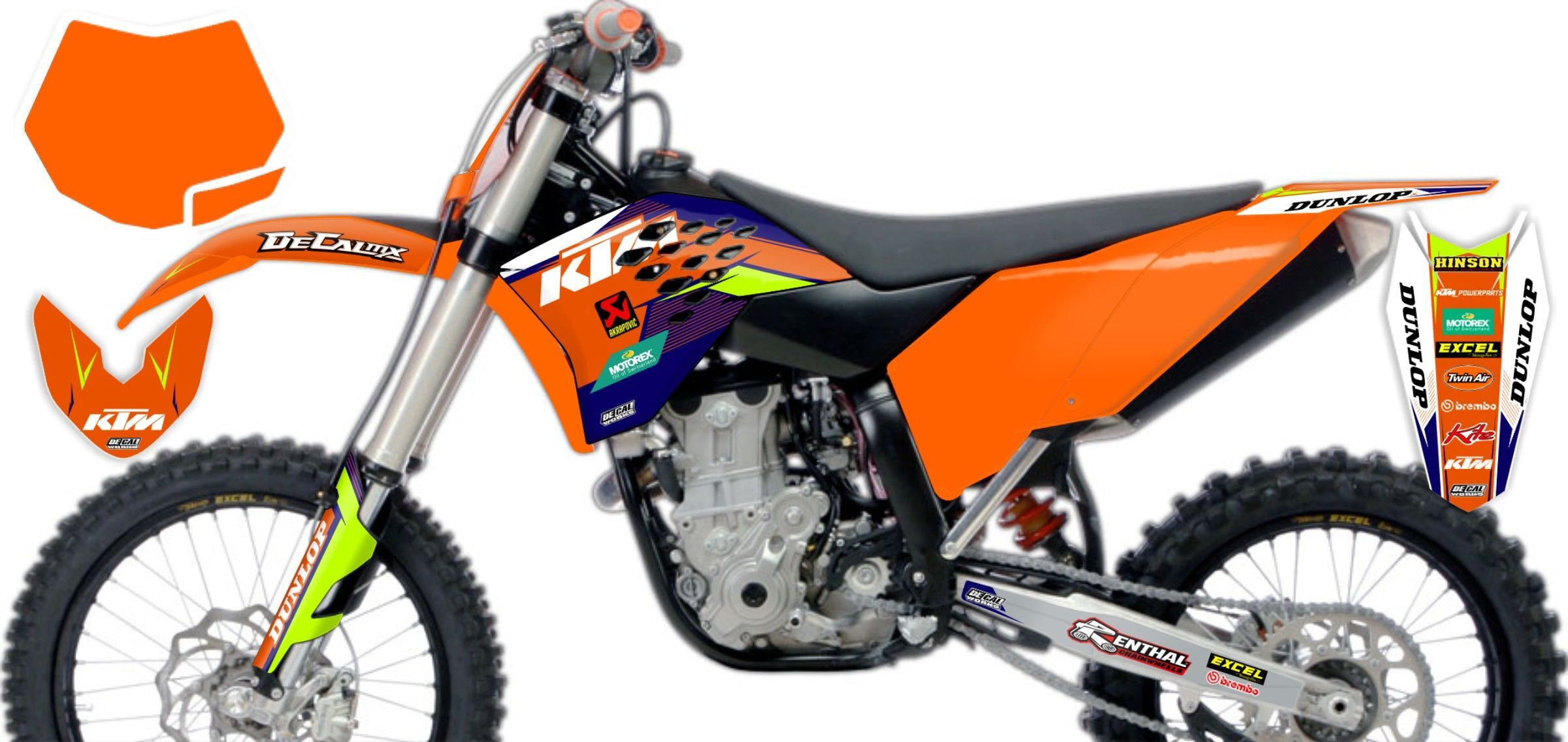 Ktm Sxf Navy Orange T Number Plate Graphics Kit With Airbox