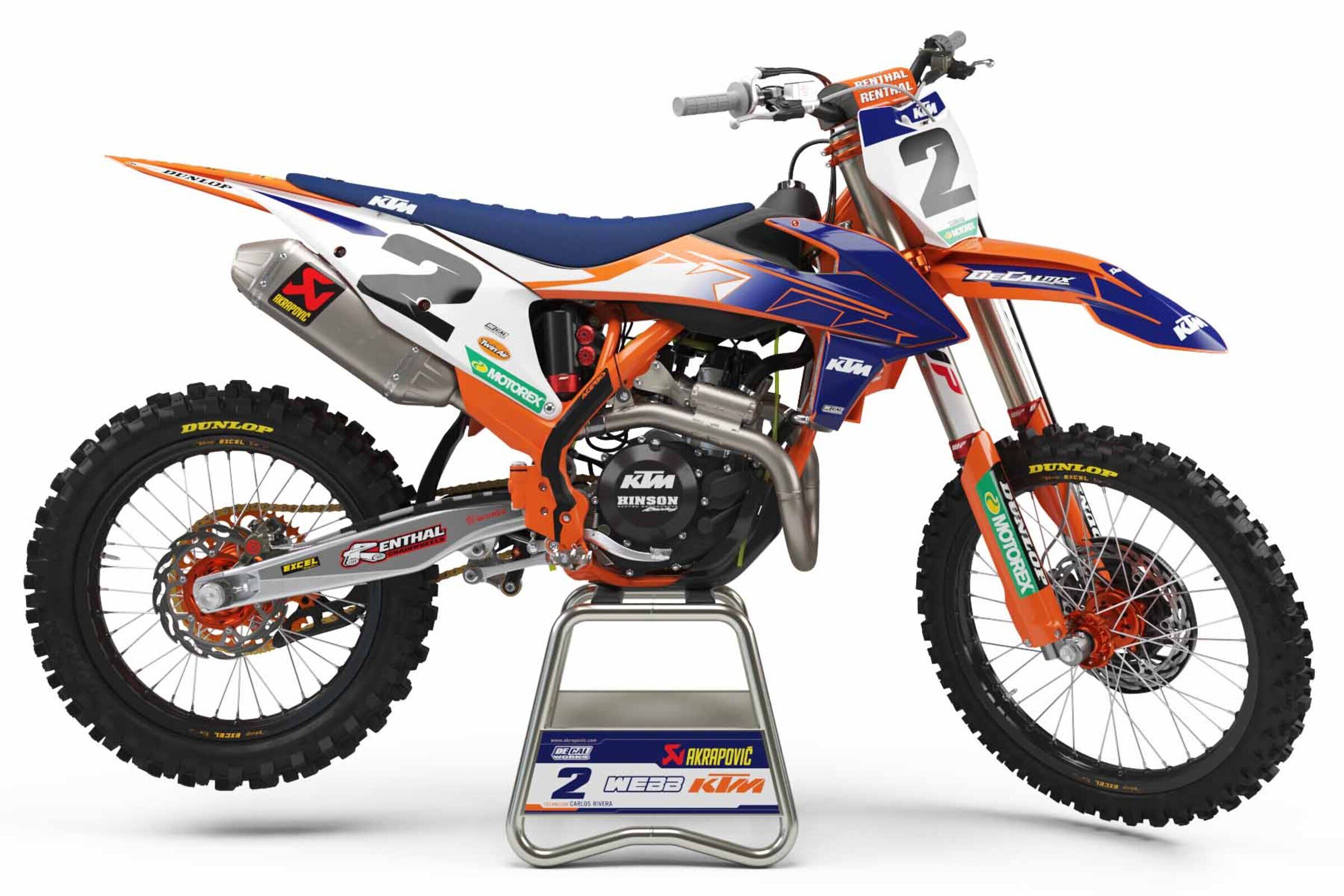 KTM SXF Orange Navy Factory 21 Number Plate Graphics Kit With Airbox