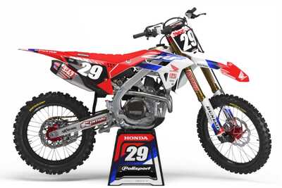 DeCal Works Think It. Create It. Dirt Bike Graphics 224 Design in Red, White and Blue with Officially Licensed CRF Logos