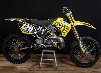 Suzuki RM250 Dirt Bike with Custom Made DeCal Works Graphics Designed by Nic Wright with Officially Licensed Vertex Logos