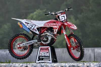 Red and White GASGAS MC250 Dirt Bike Graphics on Polisport Plastic with Officially Licensed Polisport Logos