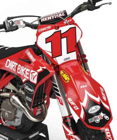 Personalized custom dirt bike graphics for GASGAS with UFO plastic and Dirt Bike TV logo. Think It. Create It. Series 
