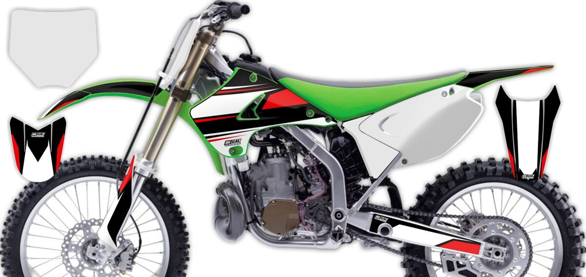 Kawasaki KX Black/White T-1 Number Plate Graphics Kit with Airbox