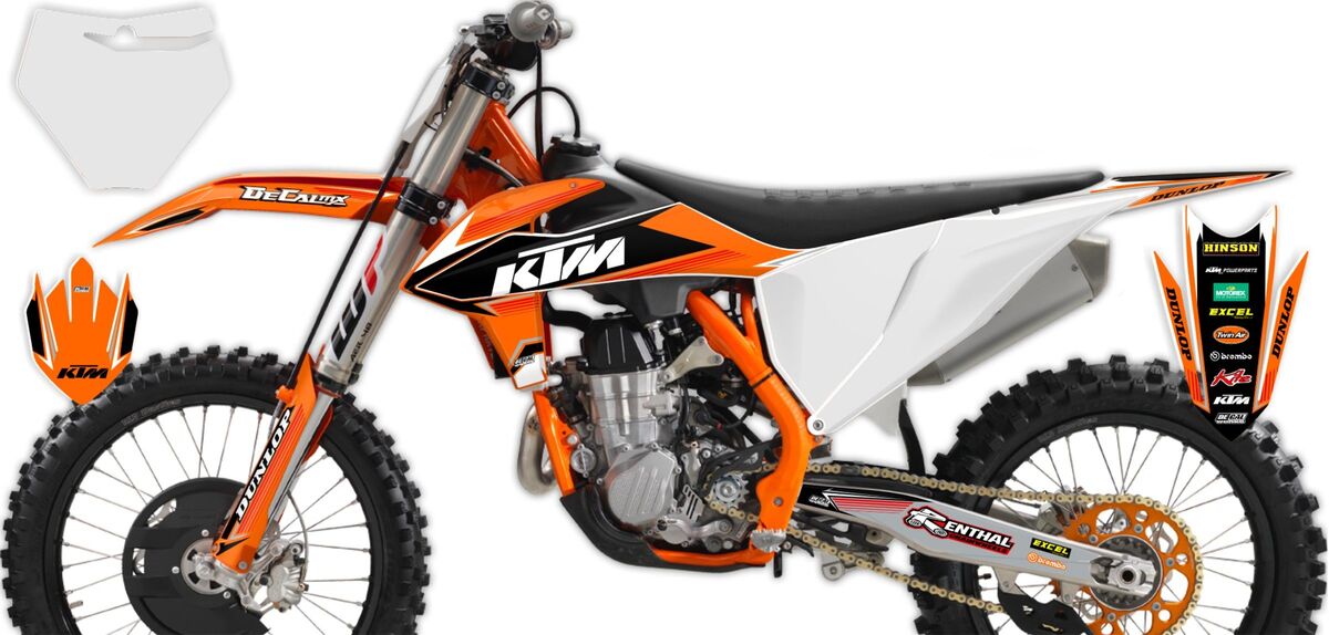 KTM SXF Orange/Black T-12 Number Plate Graphics Kit with Airbox