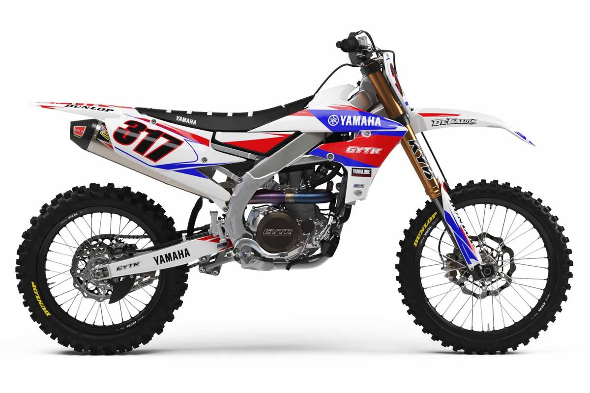 Yamaha YZ250 White/Blue T-3 Semi Custom Complete Graphics Kit