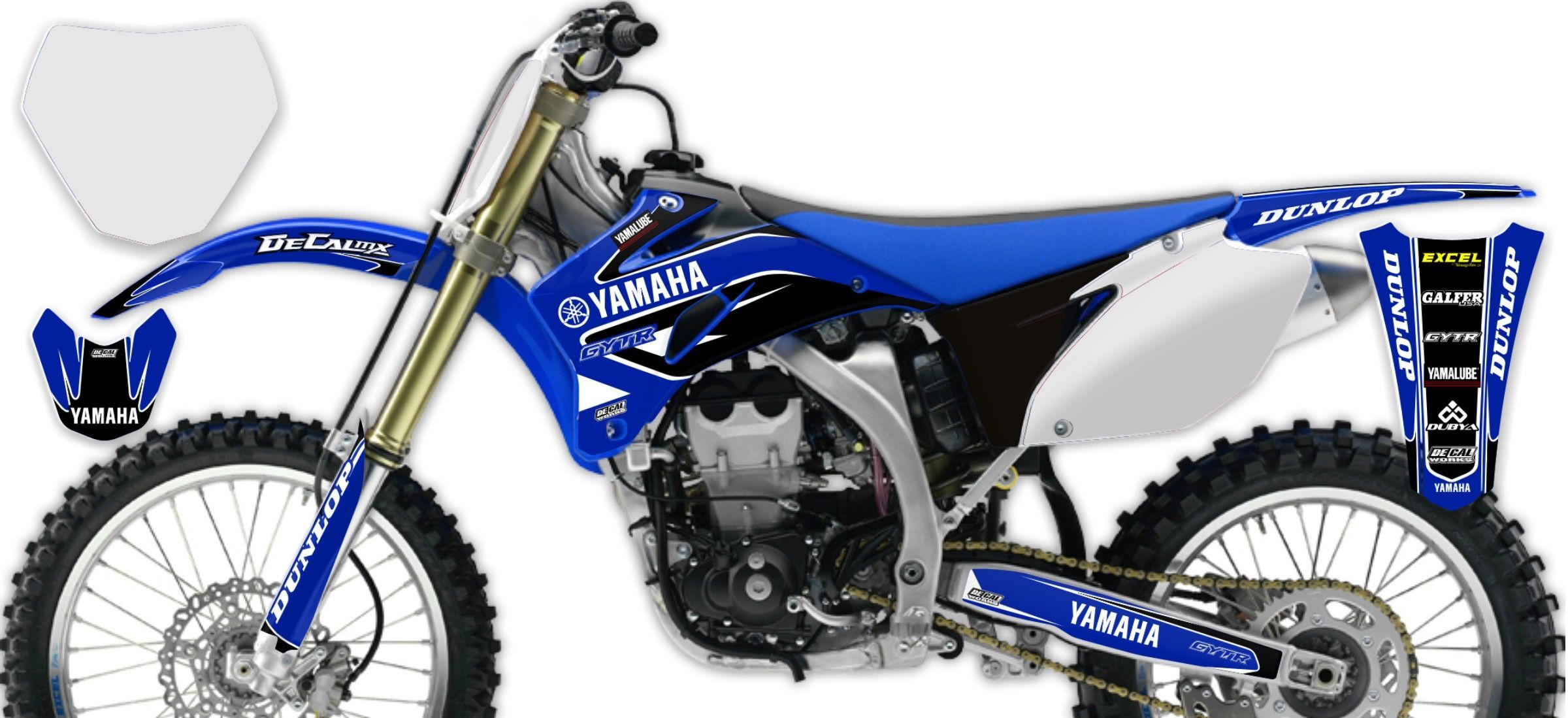 Yamaha YZ450F Blue/Black T-2 Number Plate Graphics Kit with Airbox