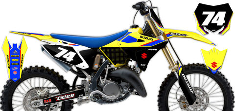 Ready Made Complete Graphics Kit Suzuki RM125 (2 Stroke) (Polisport Restyled Plastic Kit) 2001 Suzuki OEM Race