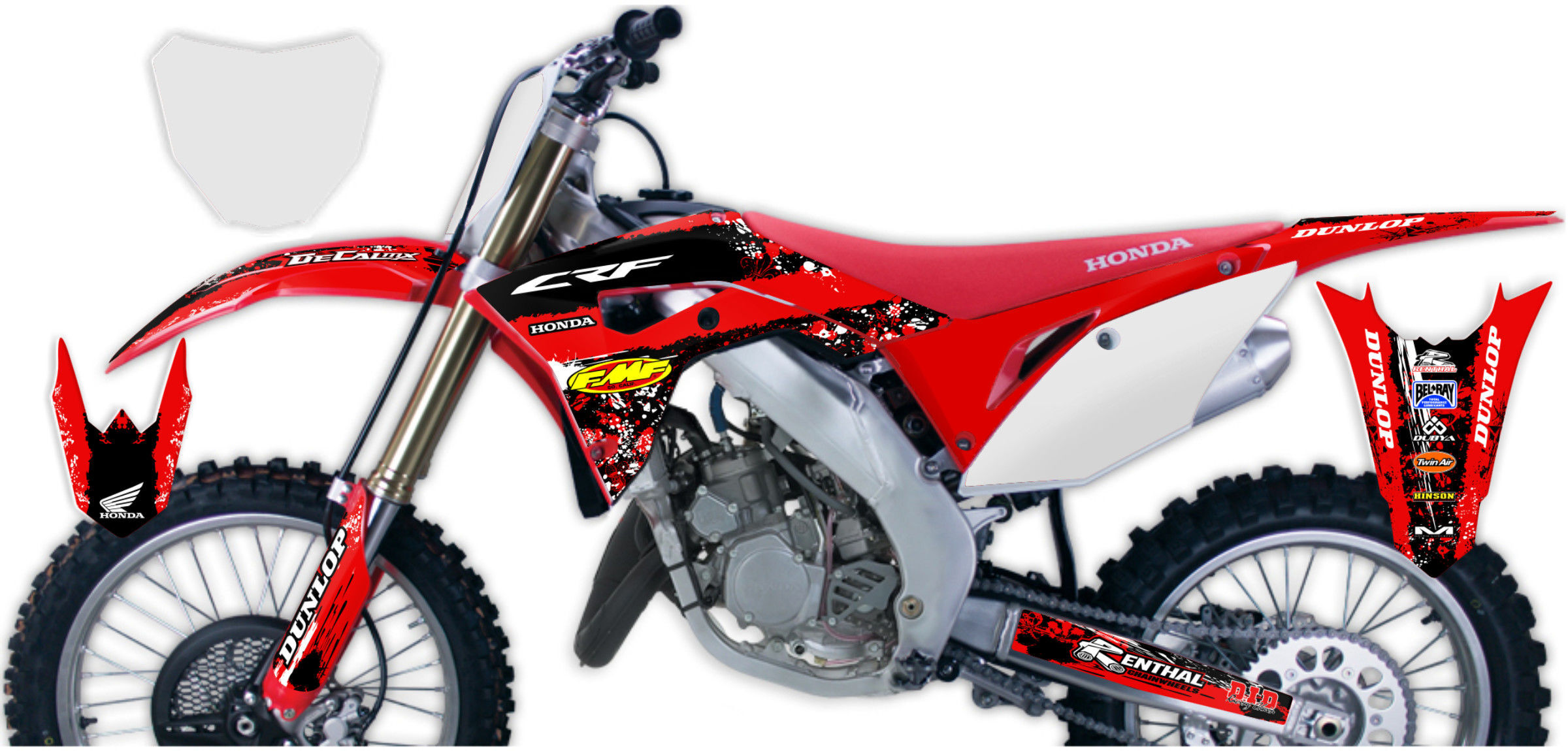 Honda CR125 Red/Black T-5 Number Plate Graphics Kit with Airbox