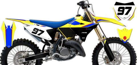 Semi Custom Complete Graphics Kit Suzuki RM125 (2 Stroke) (Polisport Restyled Plastic Kit) 2001 OEM Race Series