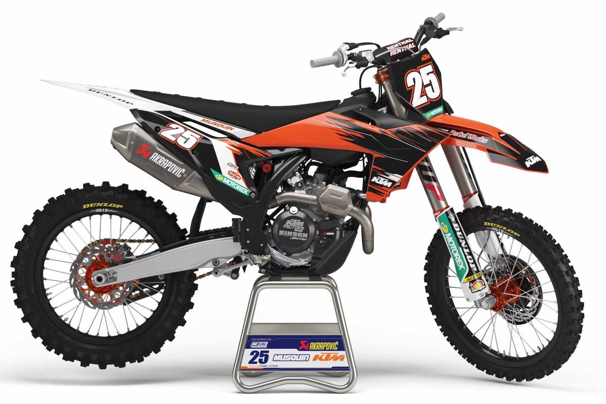 KTM SXF Black/Orange 2022 Marv Retro Semi Custom Complete Graphics Kit