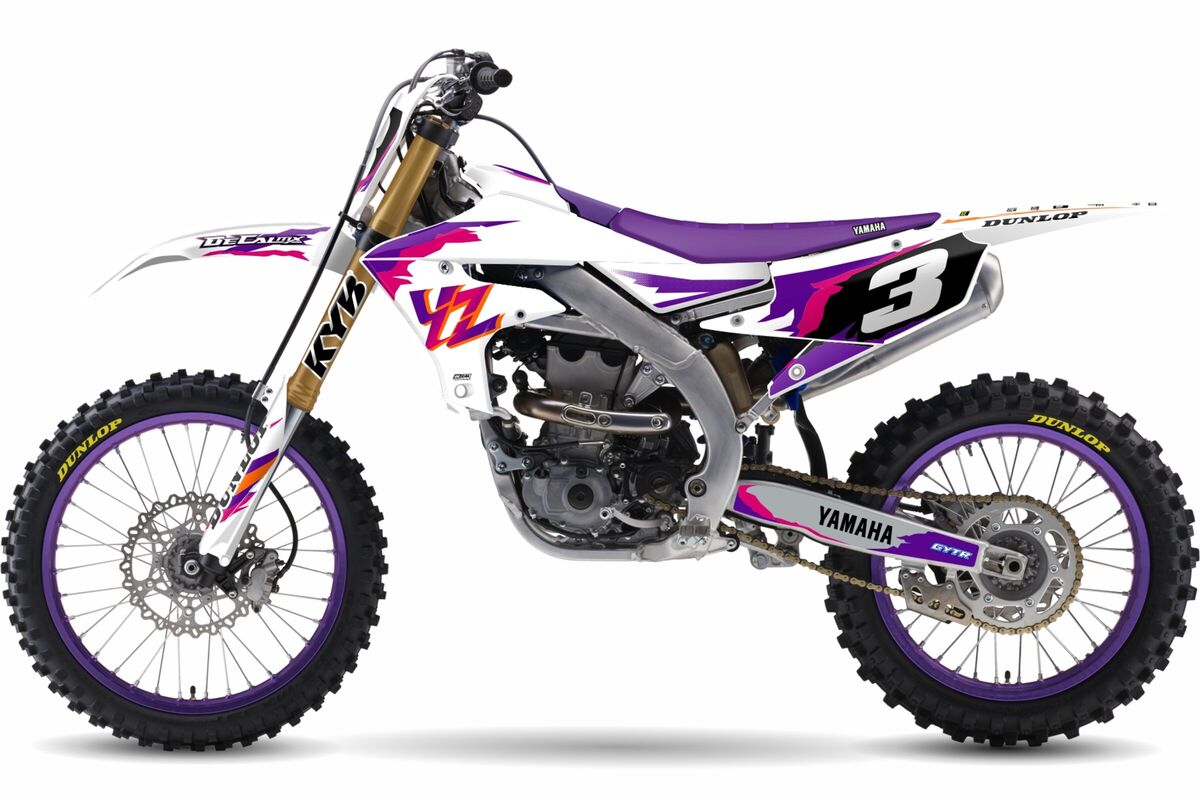 Yamaha YZ250F White/Purple 50th Retro Semi Custom Complete Graphics Kit