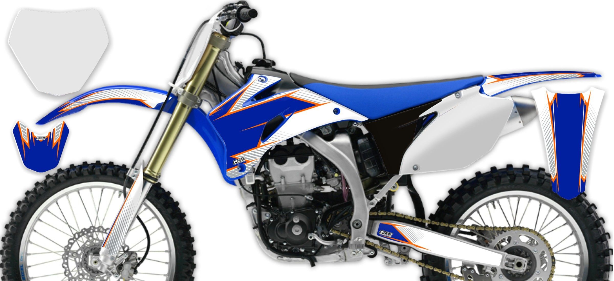 Semi Custom Full Graphics Kit: T-11 Series White/Yamaha Blue/KTM Orange ...