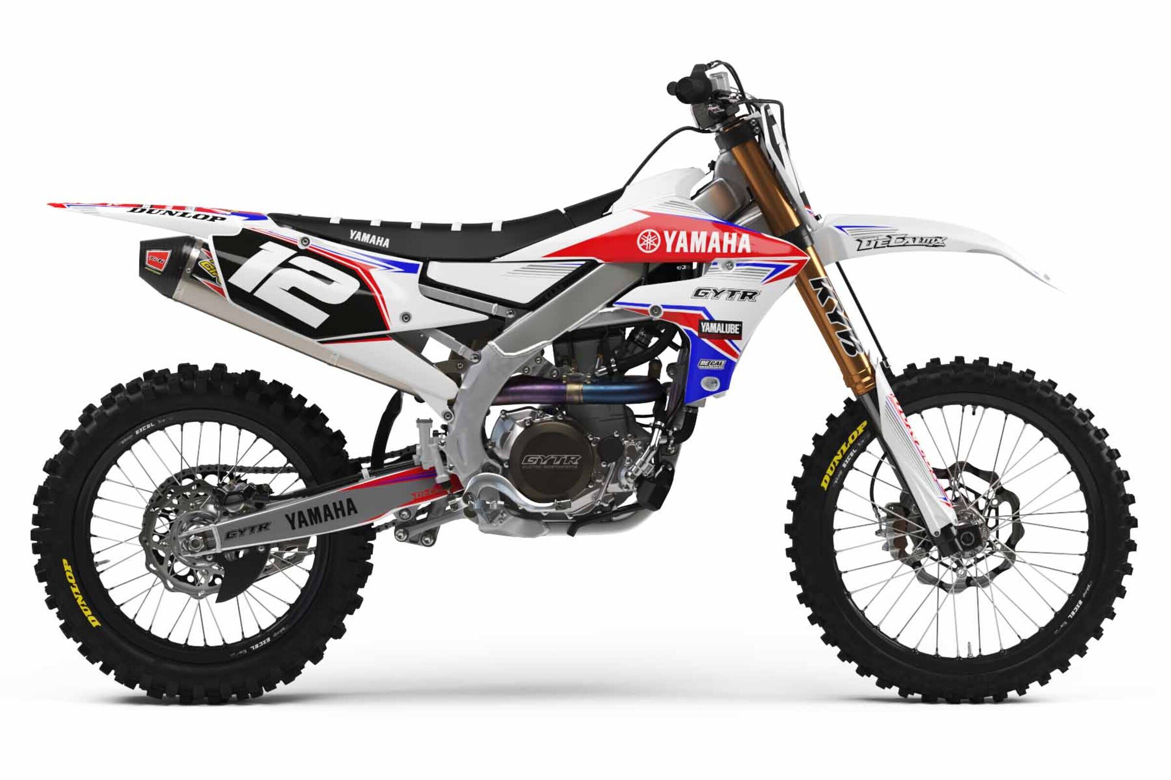 Yamaha YZ450F White/Black T12 Semi Custom Complete Graphics Kit