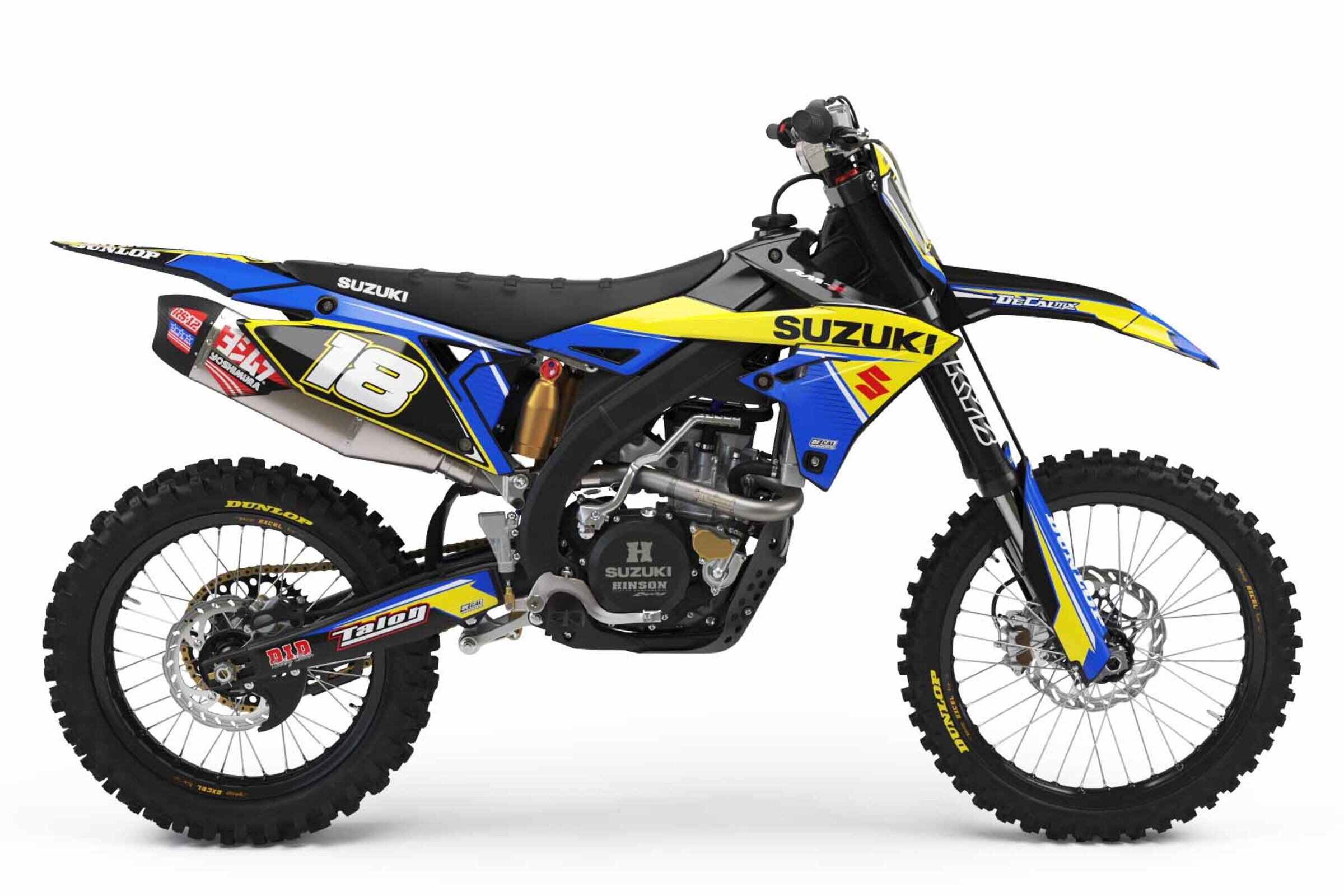 Suzuki RM250 Grey/Black Factory 18 Number Plate Graphics Kit with Airbox