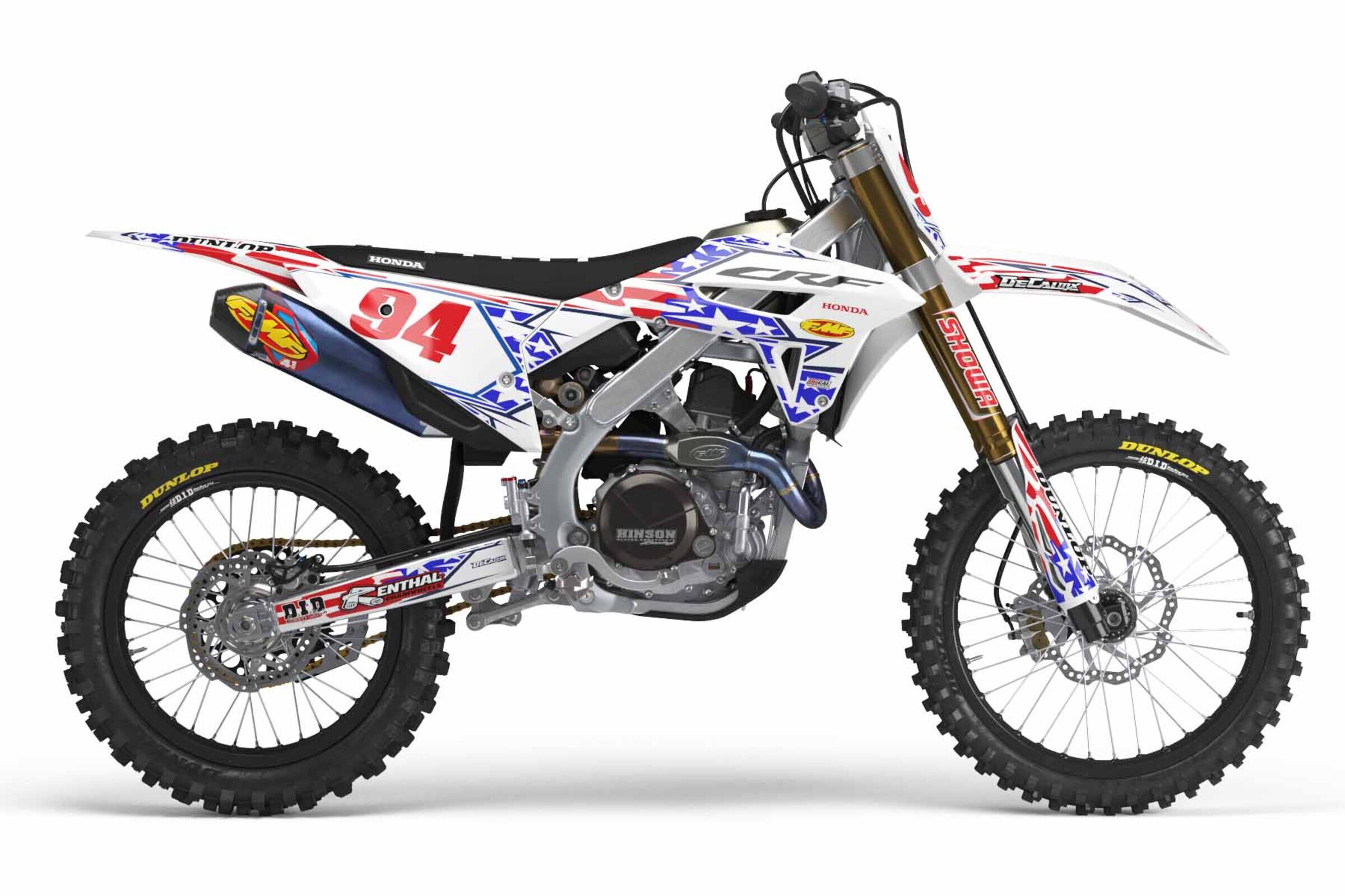 Honda CRF450 White/Blue Stars And Stripes Ready Made Complete Graphics Kit