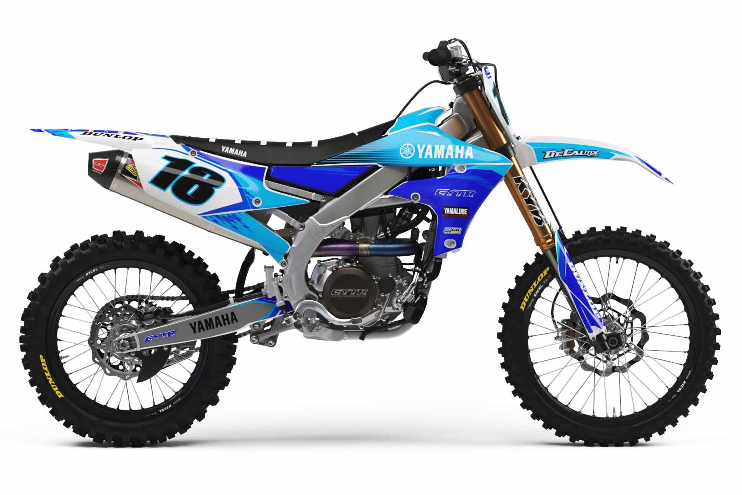 Yamaha YZ450F Blue/White Factory 18 Ready Made Complete Graphics Kit