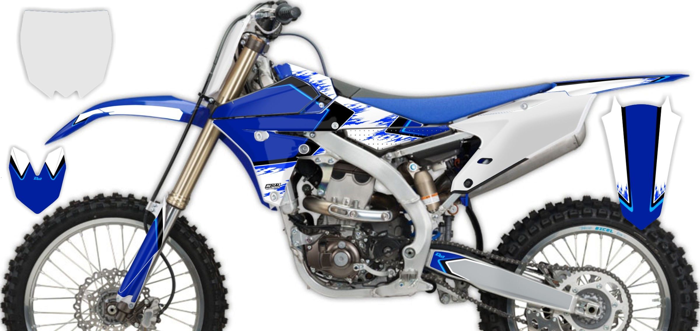 Yamaha YZ250F White/Blue T-17 Semi Custom Full Graphics Kit