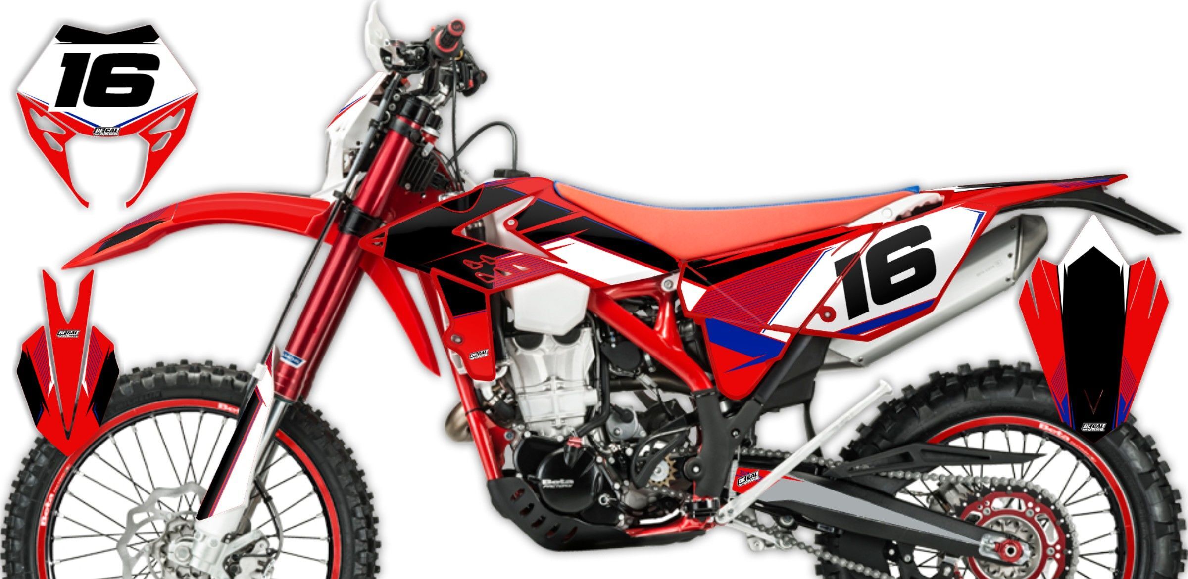 Semi Custom Dirt Bike Graphics: T-16 Series Honda Red/Black/White with ...