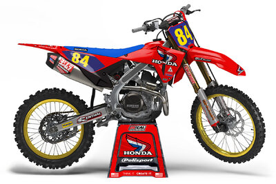 2025 Honda CRF450R Red Retro Tri Wing 84 Series Dirt Bike Graphics Kit