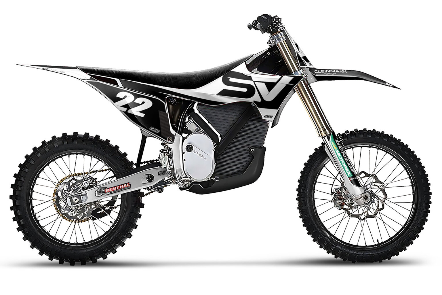 2025 Stark Varg Electric White Webb Retro 22 Custom Dirt Bike Graphics