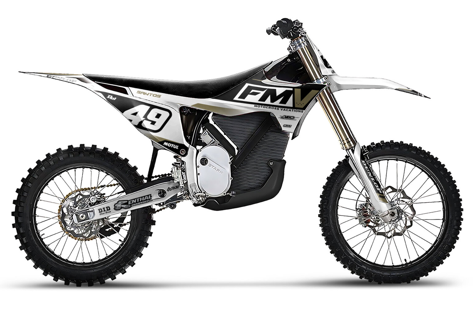 2025 Stark Varg Electric White High Voltage Custom Dirt Bike Graphics