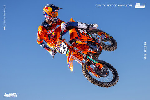 DeCal Works is a proud sponsor of the 2025 Red Bull KTM Factory Racing Teams Beaumer Side View