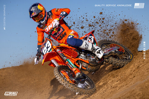 DeCal Works is a proud sponsor of the 2025 Red Bull KTM Factory Racing Teams Beaumer Side View 2