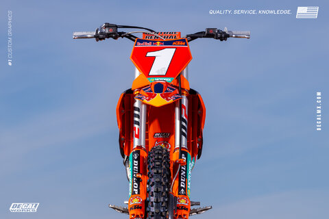 DeCal Works is a proud sponsor of the 2025 Red Bull KTM Factory Racing Teams Tom Vialle bike image 1