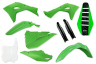 Mix & Match Plastic Kit With Lower Forks & Seat Cover for 24-25 Kawasaki KX250F, KX450F