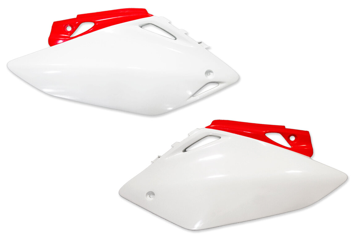 UFO White / Red Side Number Plates for 05-06 Honda CRF450