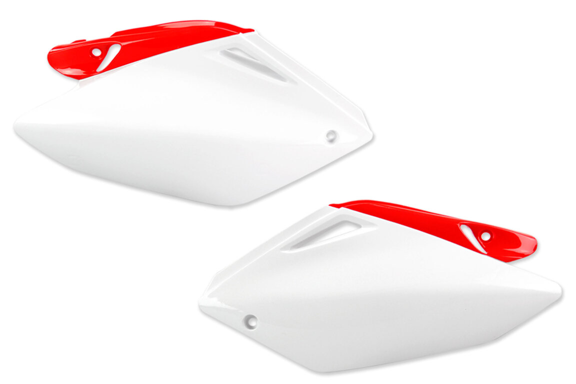 Polisport White / Red Side Number Plates for 04-05 Honda CRF250