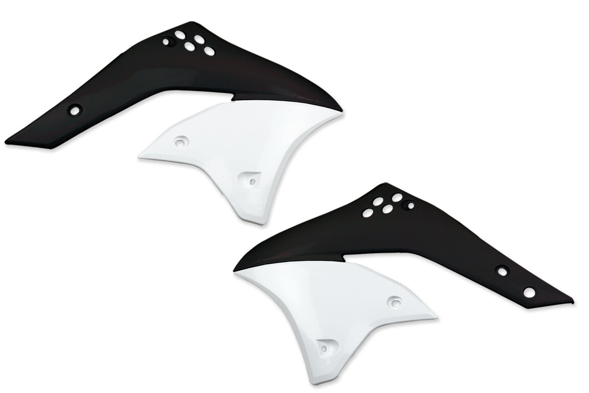 UFO Black / White Radiator Shroud Set for 06-08 Kawasaki KX450F