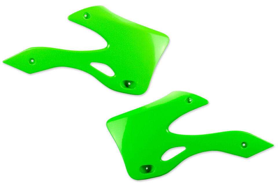 UFO Green Radiator Shroud Set replacement plastics for 99-02 Kawasaki KX dirt bikes