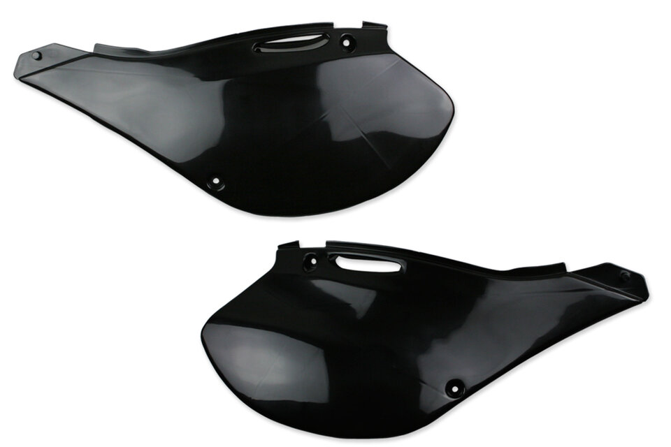 Polisport Black Side Number Plates replacement plastics for 99-02 Kawasaki KX dirt bikes