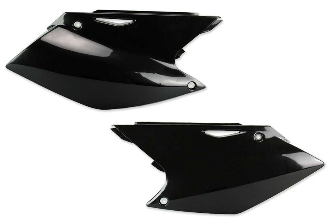 UFO Black Side Number Plates for 04-06 Kawasaki, Suzuki KX250F, RMZ250