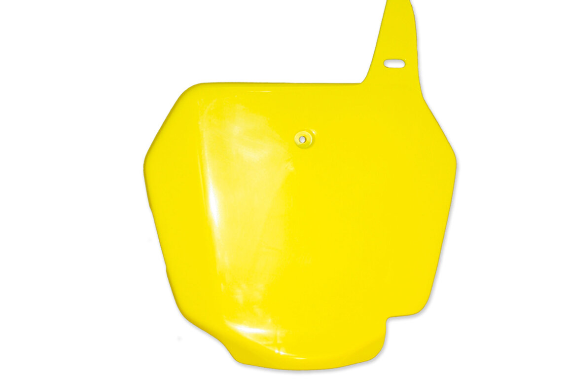 UFO Yellow Front Number Plate for 02-24 Suzuki RM85