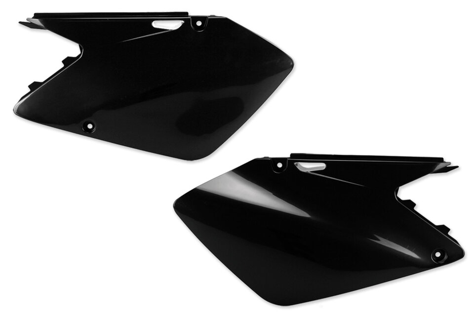 Polisport Black Side Number Plates replacement plastics for 01-08 Suzuki RM125, RM250 dirt bikes
