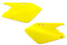 UFO Yellow Side Number Plates replacement plastics for 01-08 Suzuki RM125, RM250 dirt bikes