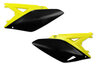 Polisport Black / Yellow Side Number Plates replacement plastics for 10-18 Suzuki RMZ250 dirt bikes