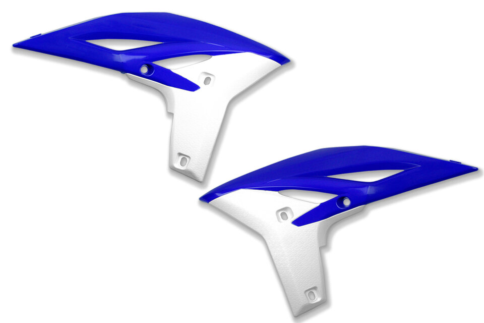 Polisport Blue / White Radiator Shroud Set replacement plastics for 10-15 Yamaha WRF, YZ250F dirt bikes