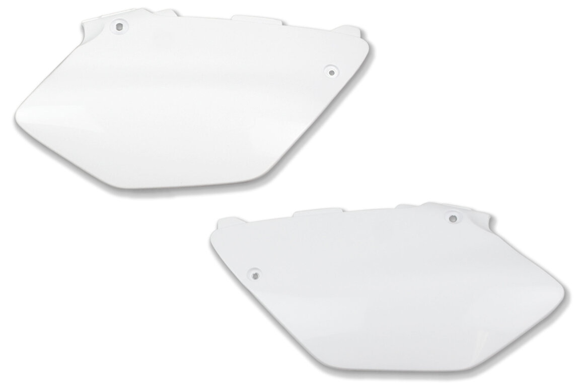 UFO White Side Number Plates for 02-14 Yamaha YZ125, YZ250