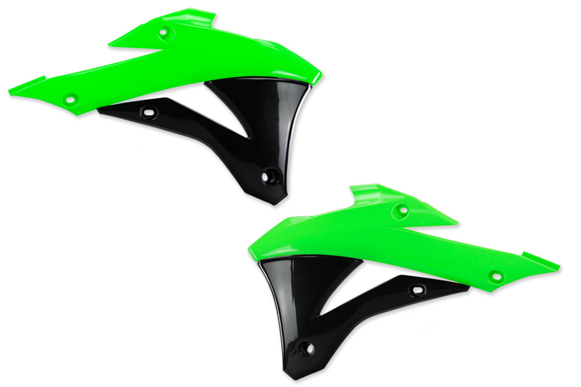 Polisport Green / Black Radiator Shroud Set for 14-21 Kawasaki KX100, KX85