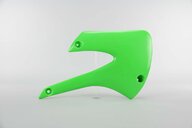 Right Side Polisport Green Radiator Shroud Set replacement plastics for 01-13 Kawasaki KX100, KX85 dirt bikes.