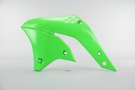 Left Side Polisport Green Radiator Shroud Set replacement plastics for 06-08 Kawasaki KX250F dirt bikes.