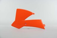 Left Side Polisport Orange Radiator Shroud Set replacement plastics for 02-08 KTM SX65 dirt bikes.