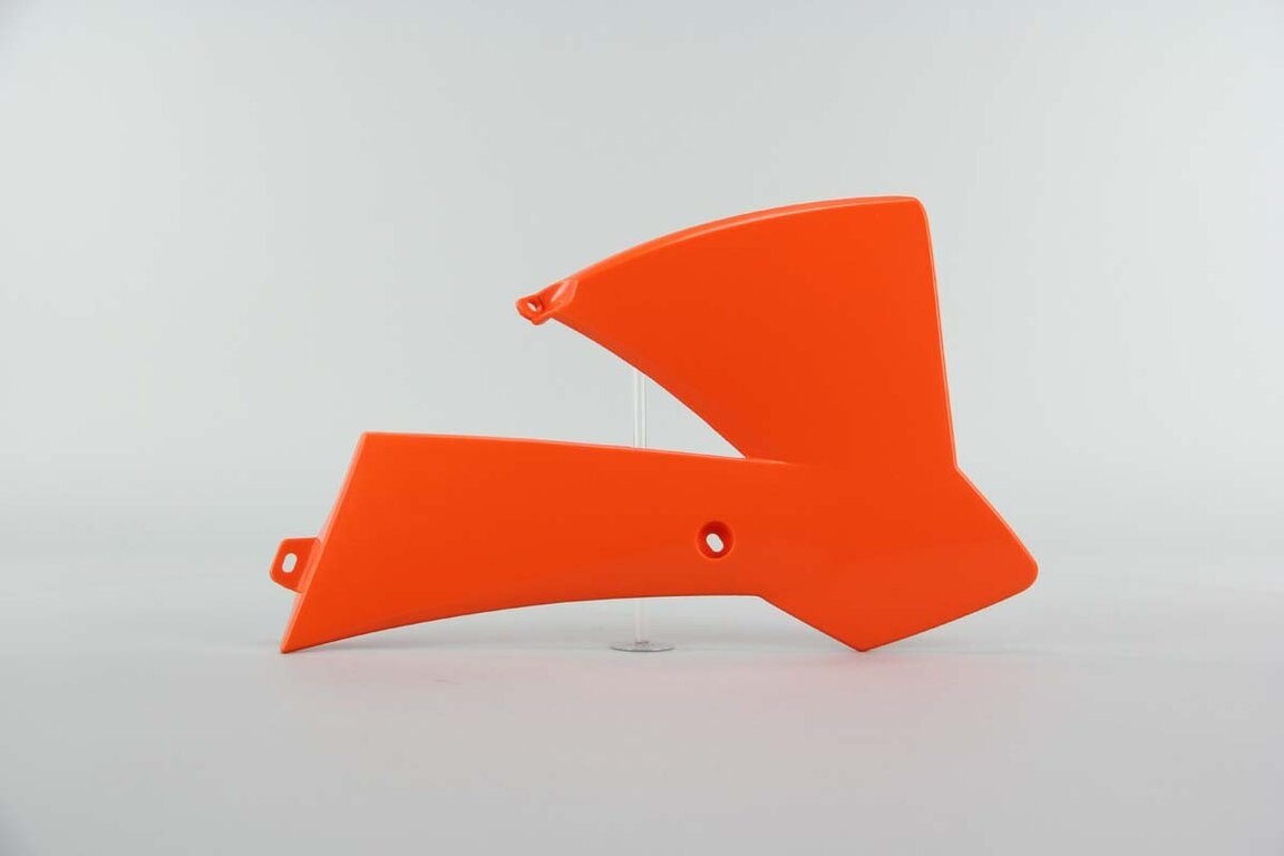 Right Side Polisport Orange Radiator Shroud Set replacement plastics for 02-08 KTM SX65 dirt bikes.