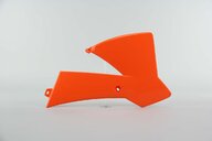 Right Side Polisport Orange Radiator Shroud Set replacement plastics for 02-08 KTM SX65 dirt bikes.