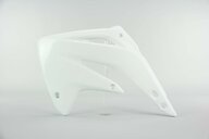 Left Side UFO White Radiator Shroud Set replacement plastics for 03-07 Honda CR85 dirt bikes.